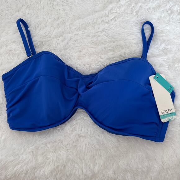 Sunsets California underwire twist bandeau top bundle of 2 blue black size 40D - Picture 2 of 13